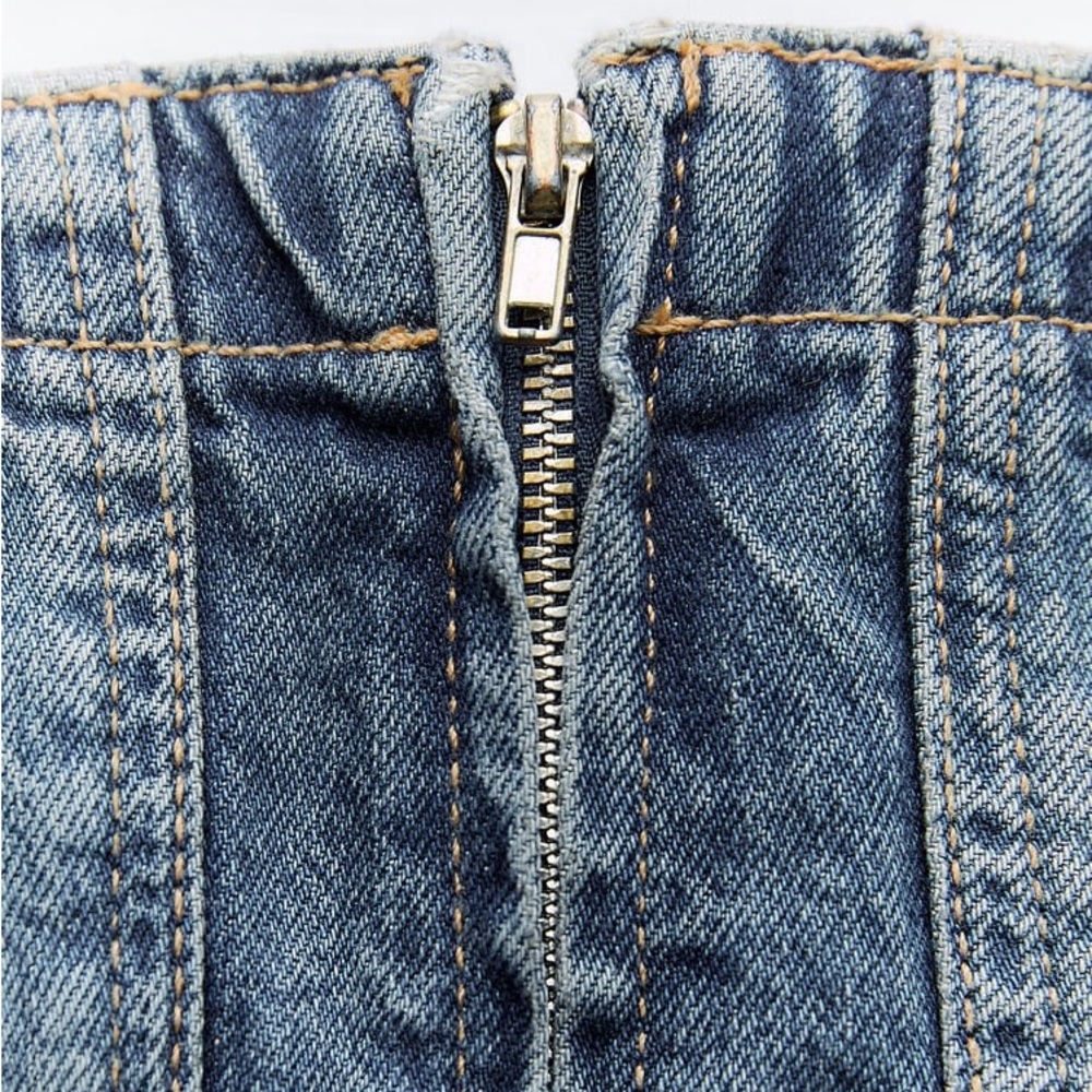 Zara Dark Blue Strapless Denim Top - Picture 8 of 8